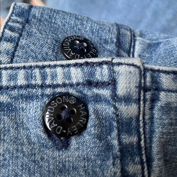 Harley-Davidson Denim Long Sleeve Lace Up Top - Picture 6 of 13